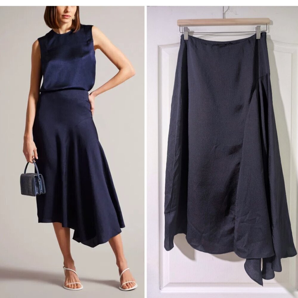 NEW! Ted Baker | Francic Hammered Satin Slip Midi Skirt